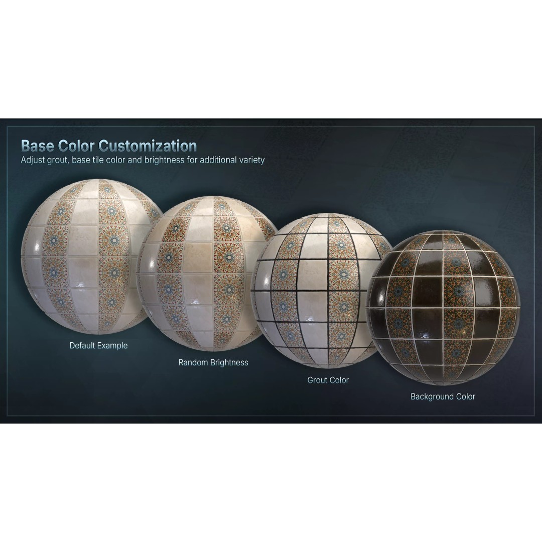 Mediterranean Ceramic Tiles 3D Model – Low Poly Procedural Material, FBX - View 10