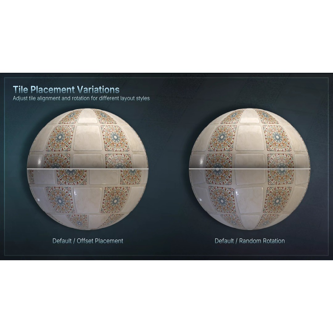 Mediterranean Ceramic Tiles 3D Model – Low Poly Procedural Material, FBX - View 11