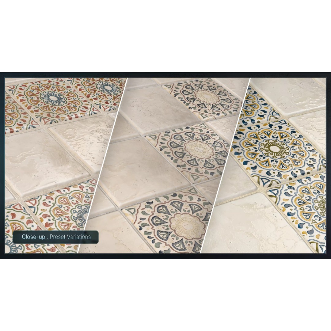 Mediterranean Ceramic Tiles 3D Model – Low Poly Procedural Material, FBX - View 5