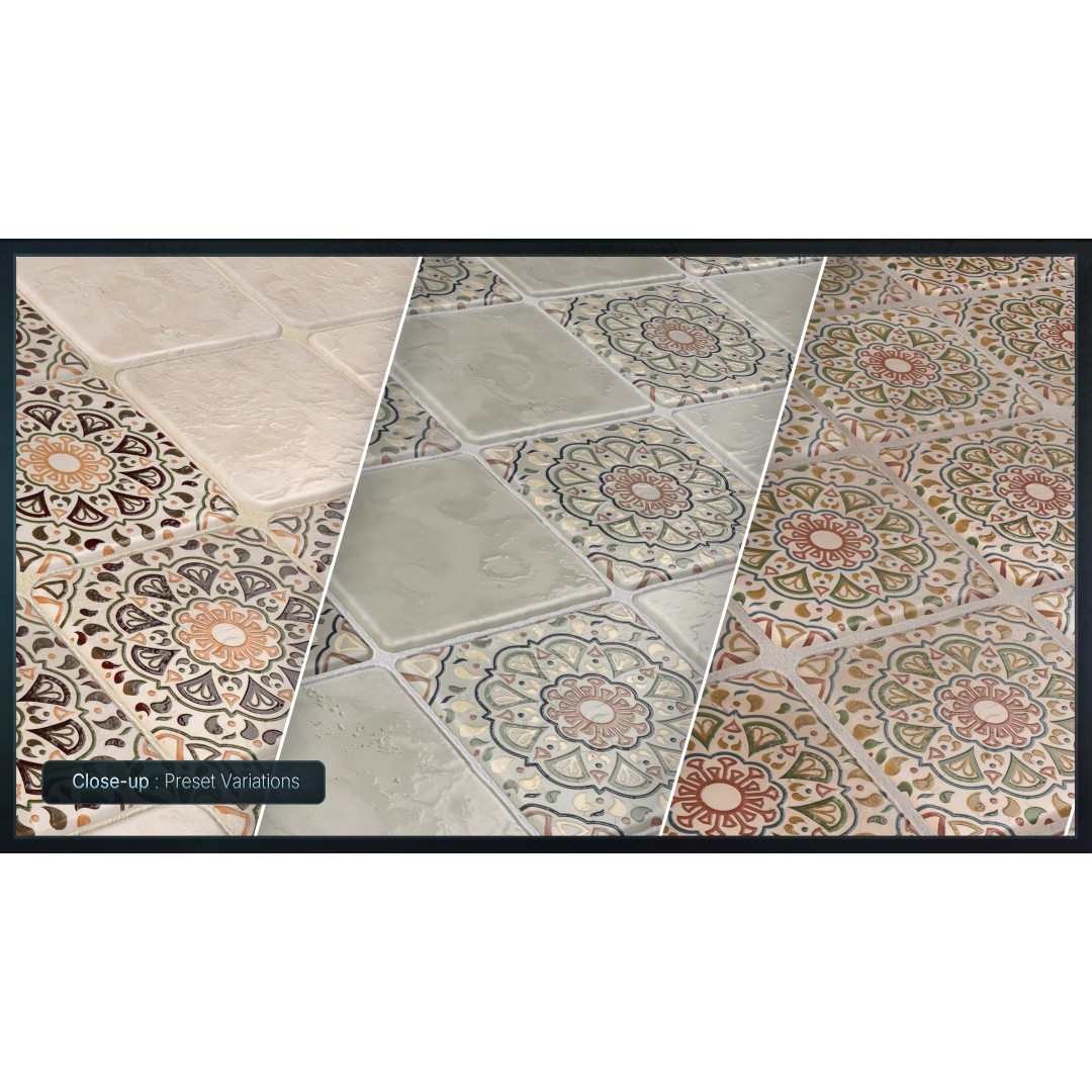 Mediterranean Ceramic Tiles 3D Model – Low Poly Procedural Material, FBX - View 6