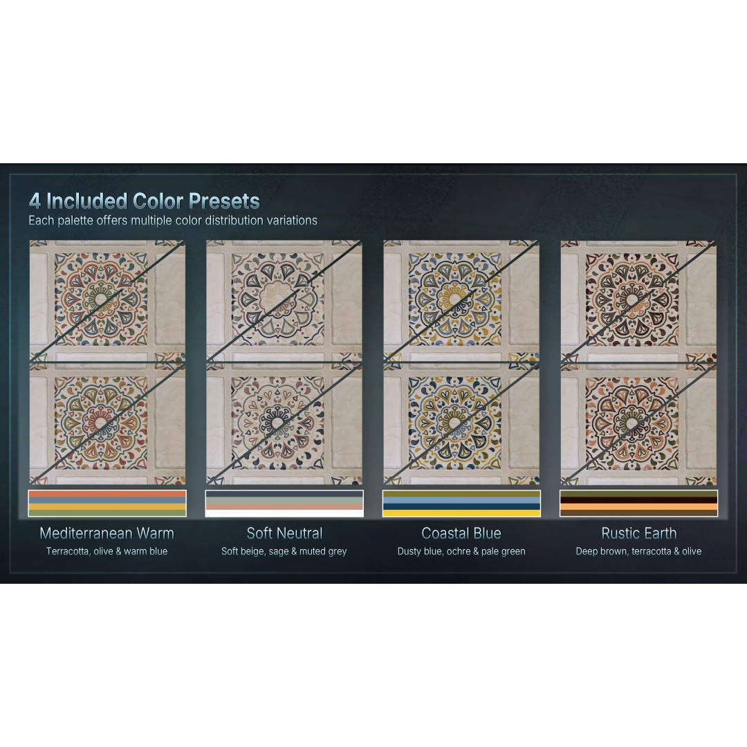 Mediterranean Ceramic Tiles 3D Model – Low Poly Procedural Material, FBX - View 9