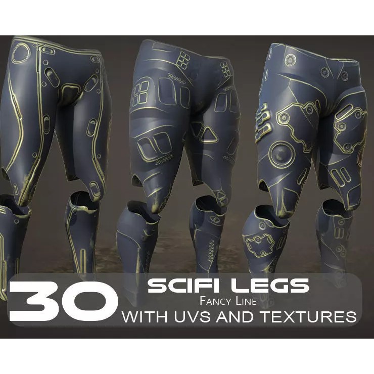 30 Sci-Fi Legs 3D Model – Low Poly Game Asset, 4K Textures, FBX, OBJ - View 2