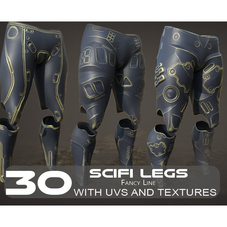 30 Sci-Fi Legs 3D Model – Low Poly Game Asset, 4K Textures, FBX, OBJ - View 25