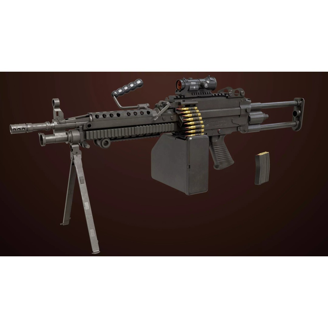 Machine Gun 16 3D Model – Low Poly PBR Game Asset, FBX - View 10