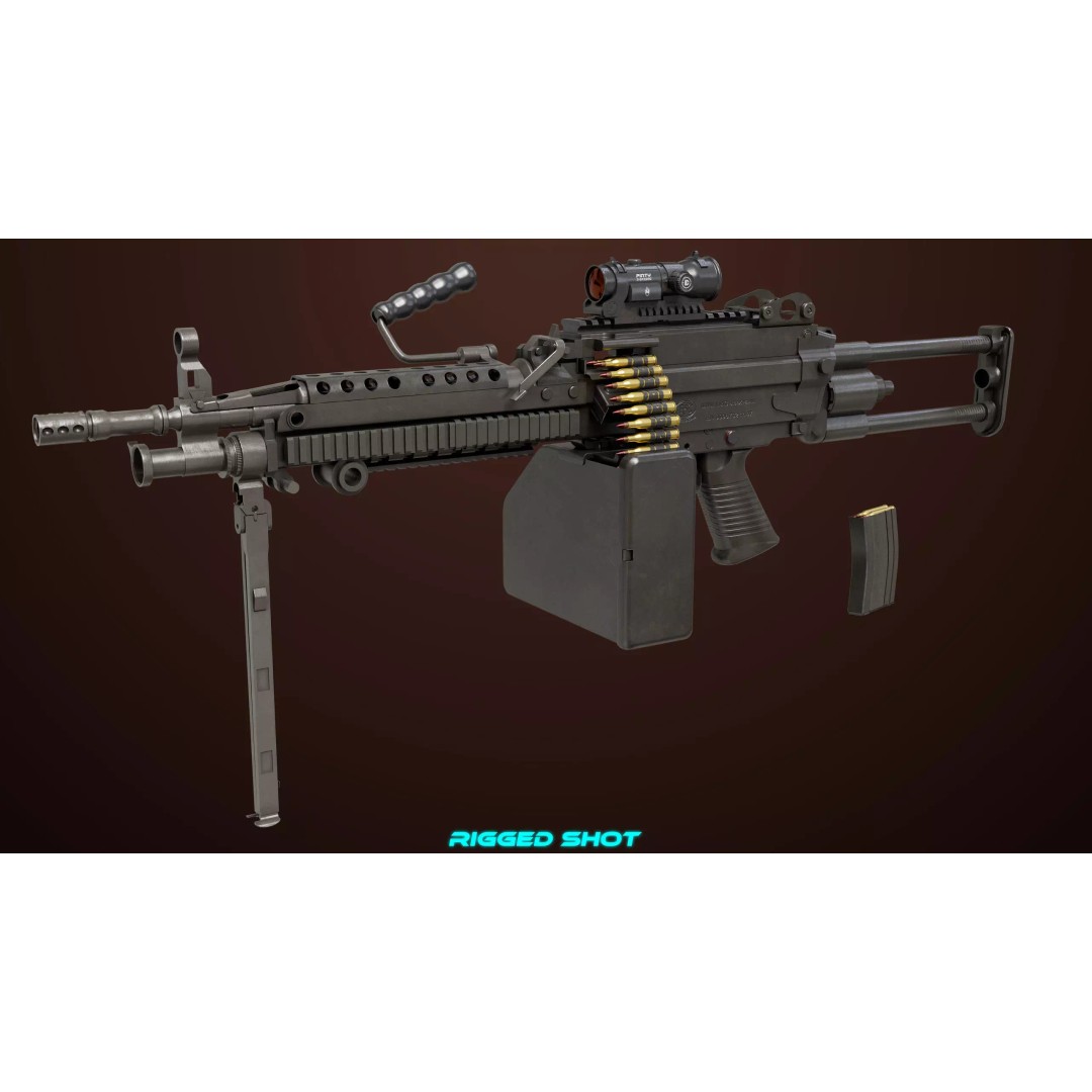 Machine Gun 16 3D Model – Low Poly PBR Game Asset, FBX - View 11
