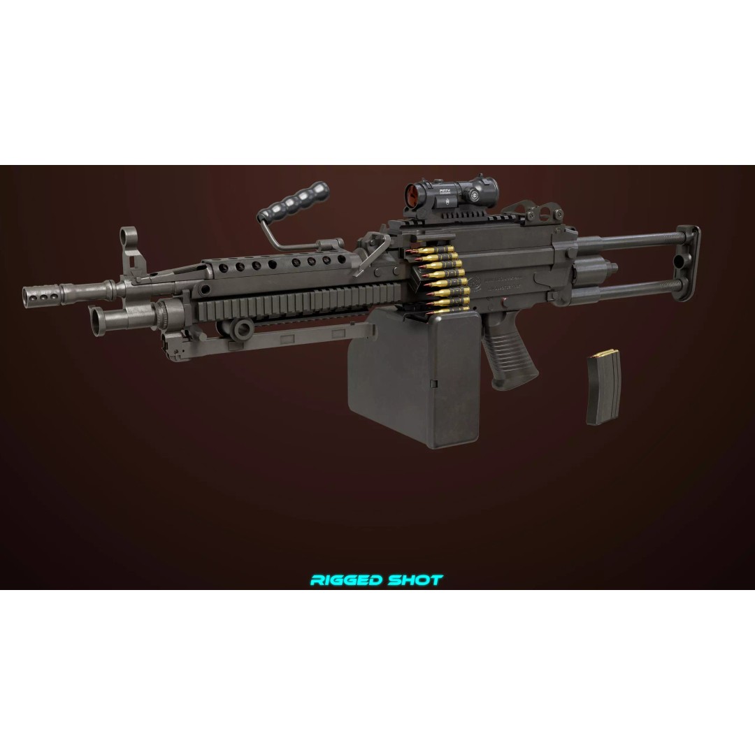 Machine Gun 16 3D Model – Low Poly PBR Game Asset, FBX - View 12