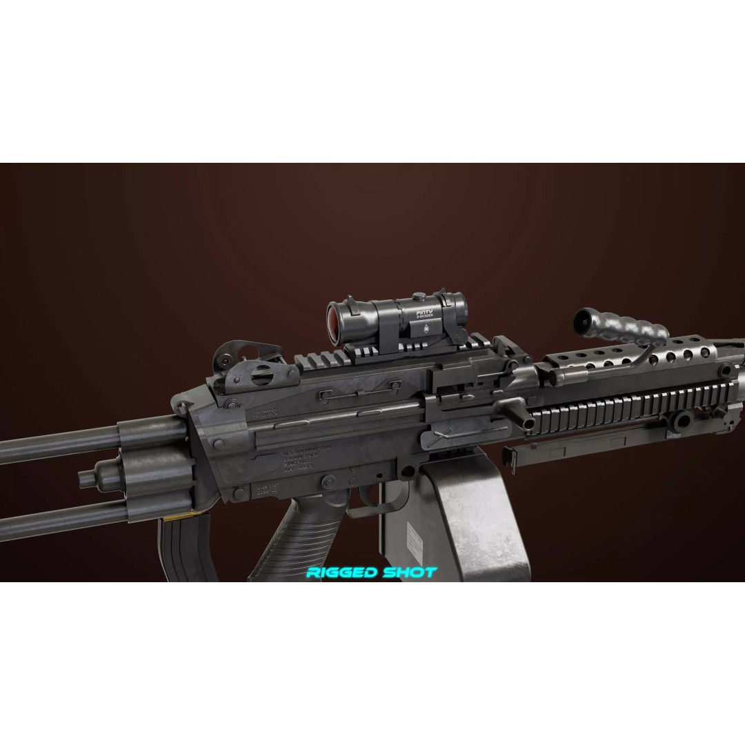 Machine Gun 16 3D Model – Low Poly PBR Game Asset, FBX - View 13