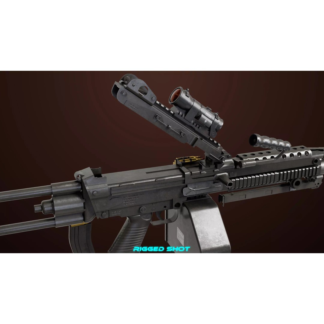 Machine Gun 16 3D Model – Low Poly PBR Game Asset, FBX - View 14