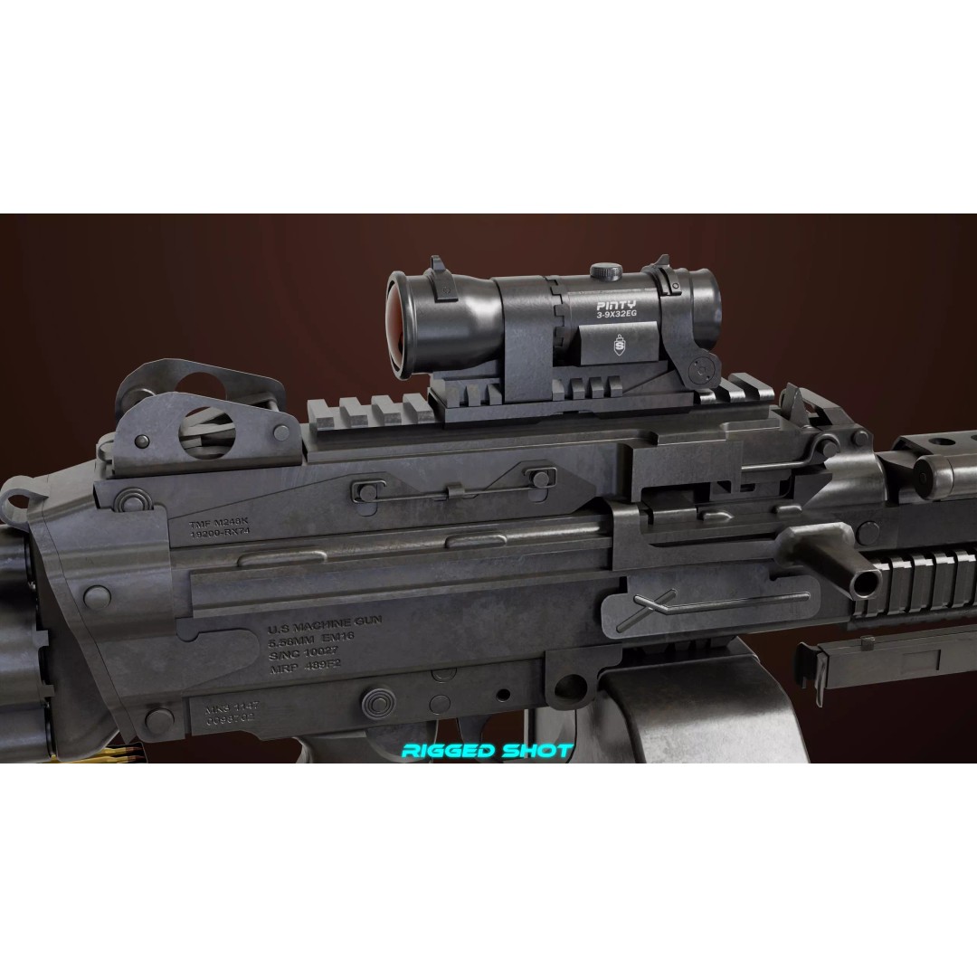 Machine Gun 16 3D Model – Low Poly PBR Game Asset, FBX - View 15