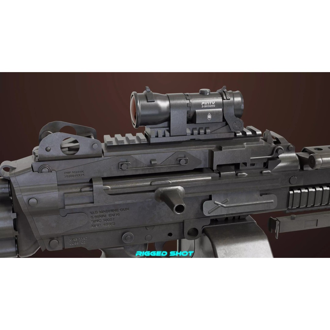 Machine Gun 16 3D Model – Low Poly PBR Game Asset, FBX - View 16