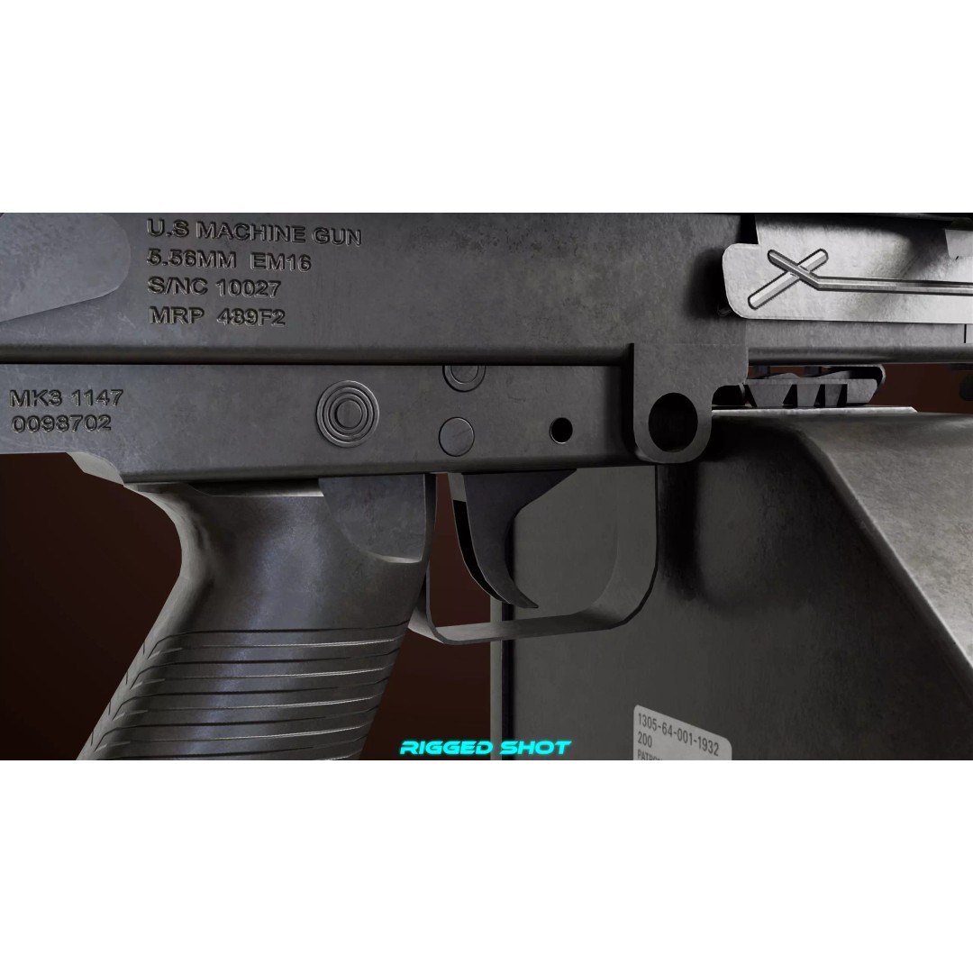 Machine Gun 16 3D Model – Low Poly PBR Game Asset, FBX - View 18