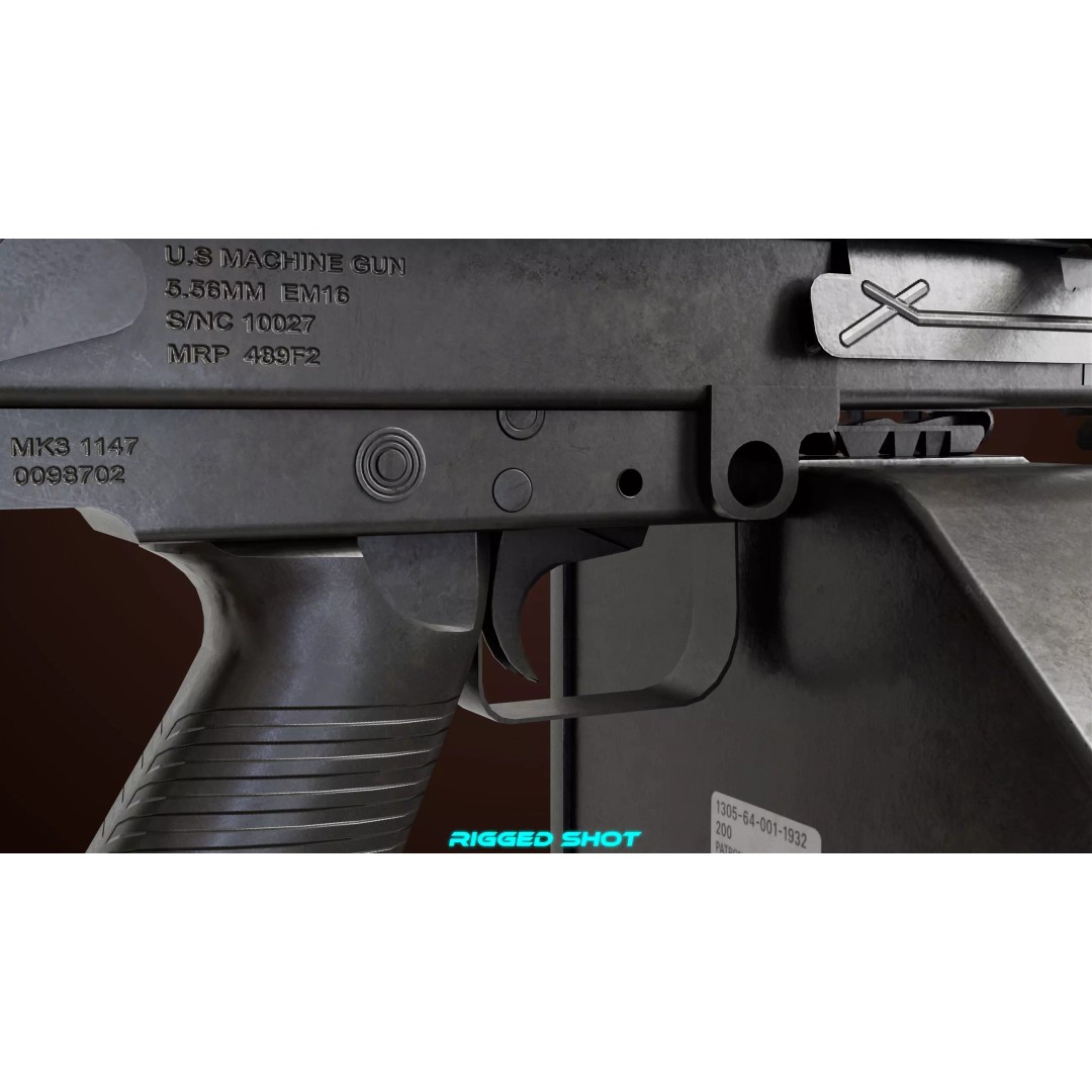 Machine Gun 16 3D Model – Low Poly PBR Game Asset, FBX - View 19