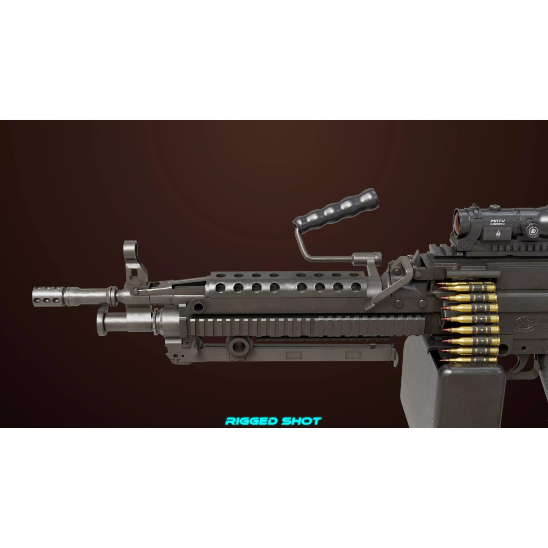 Machine Gun 16 3D Model – Low Poly PBR Game Asset, FBX - View 20