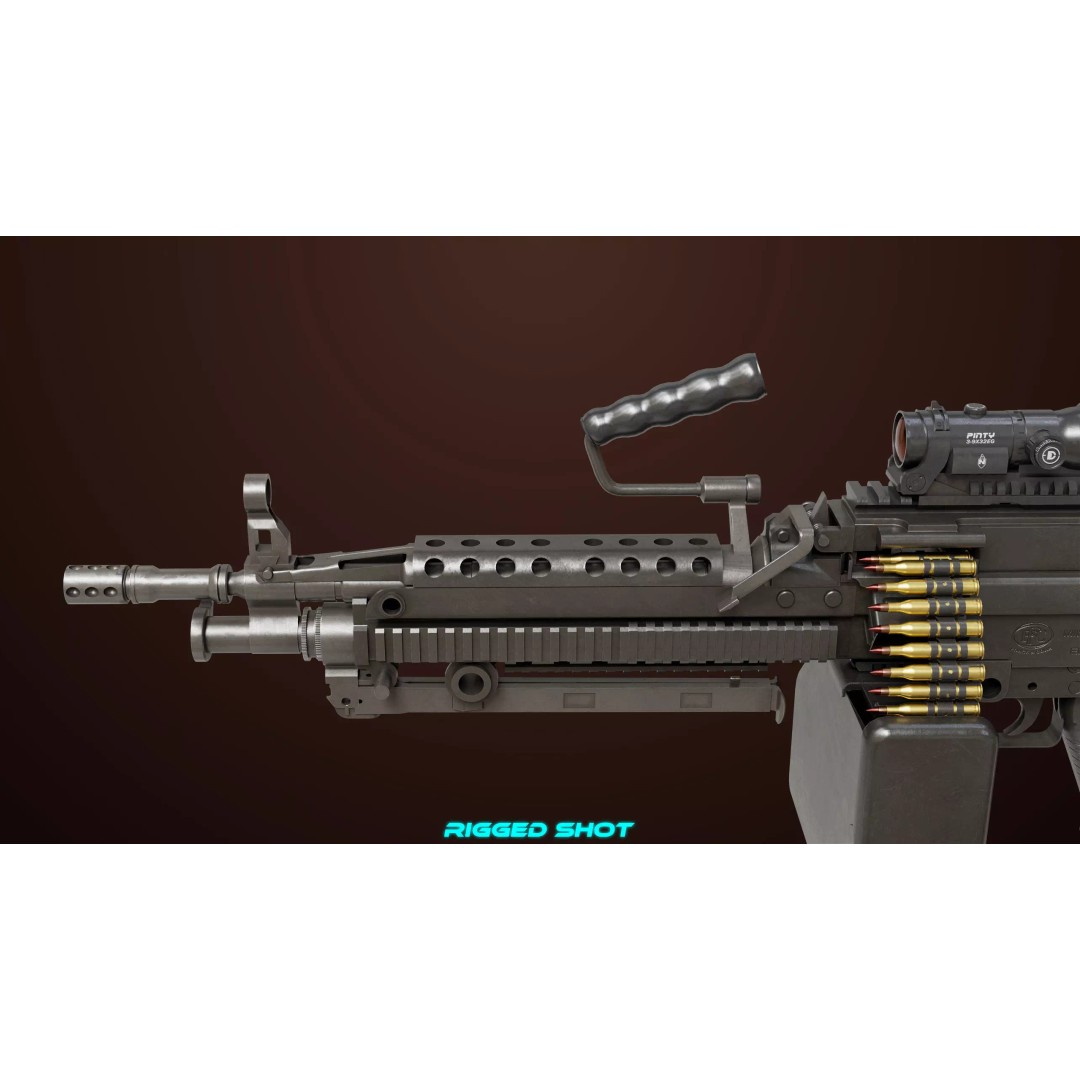 Machine Gun 16 3D Model – Low Poly PBR Game Asset, FBX - View 21