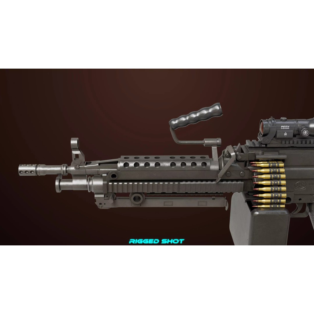 Machine Gun 16 3D Model – Low Poly PBR Game Asset, FBX - View 22