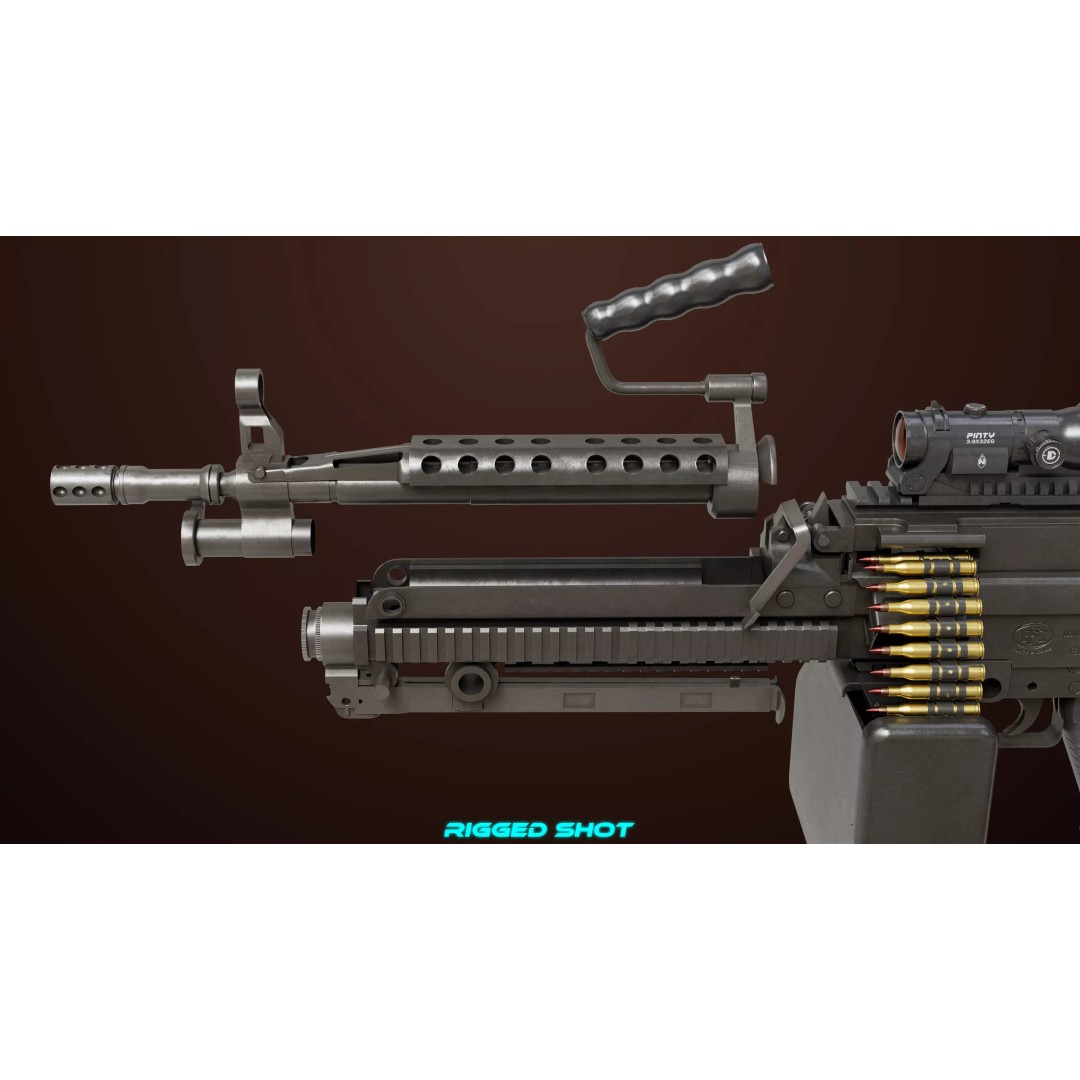 Machine Gun 16 3D Model – Low Poly PBR Game Asset, FBX - View 23