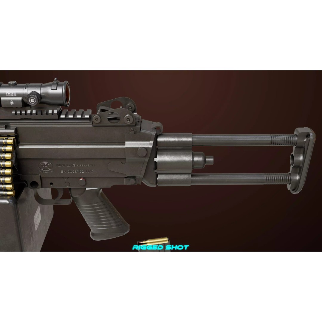 Machine Gun 16 3D Model – Low Poly PBR Game Asset, FBX - View 24