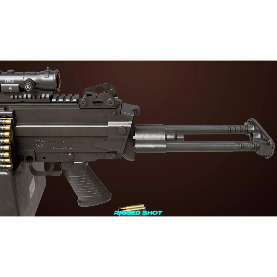 Machine Gun 16 3D Model – Low Poly PBR Game Asset, FBX - View 25