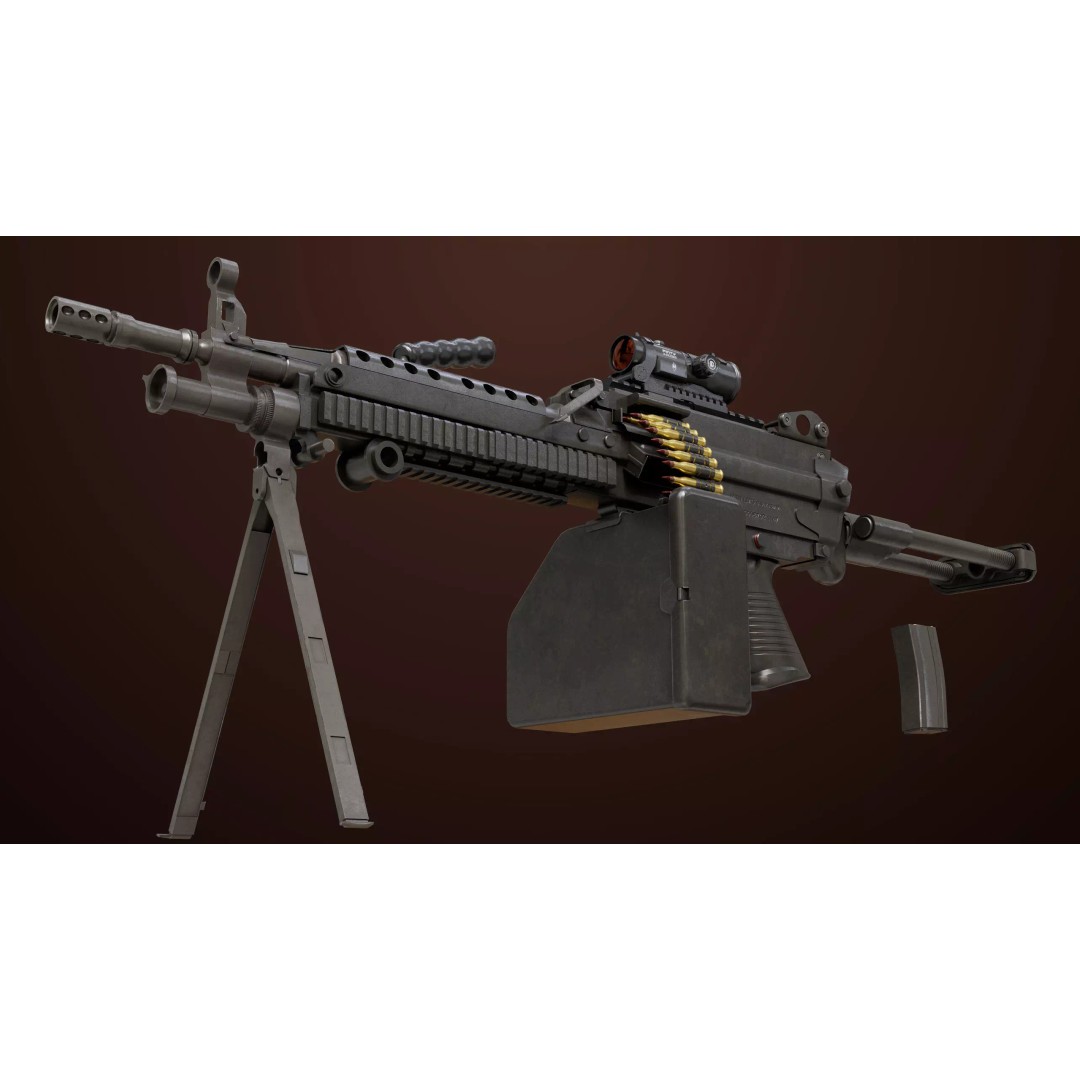 Machine Gun 16 3D Model – Low Poly PBR Game Asset, FBX - View 27