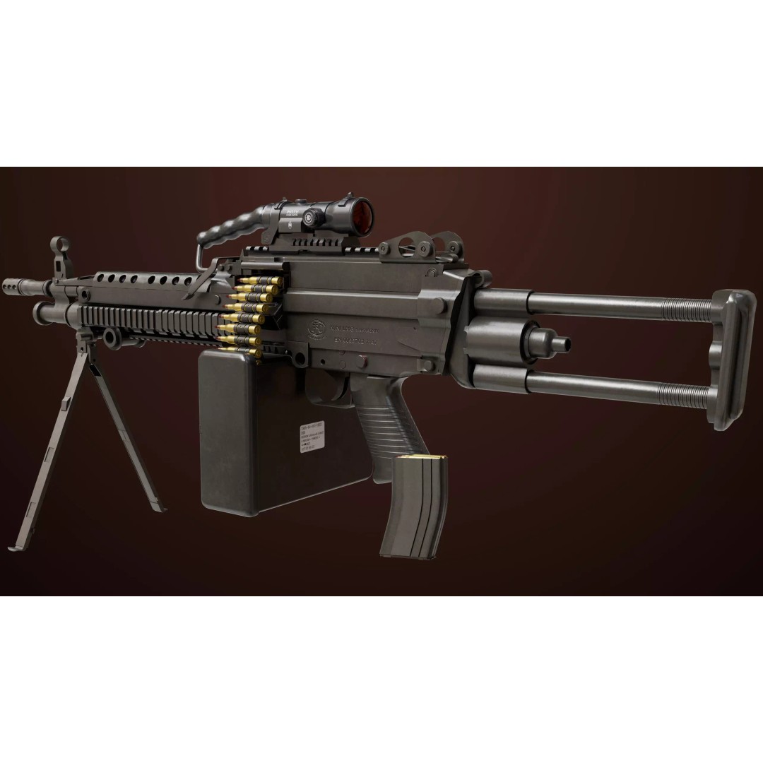 Machine Gun 16 3D Model – Low Poly PBR Game Asset, FBX - View 28