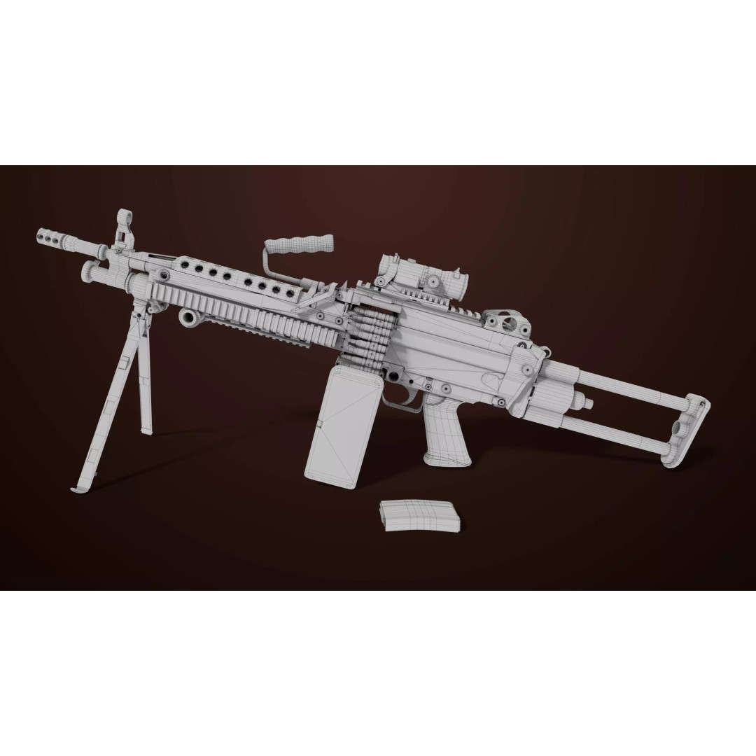 Machine Gun 16 3D Model – Low Poly PBR Game Asset, FBX - View 29