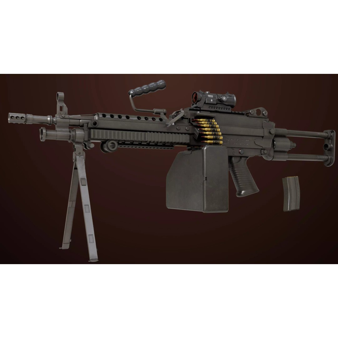 Machine Gun 16 3D Model – Low Poly PBR Game Asset, FBX - View 3