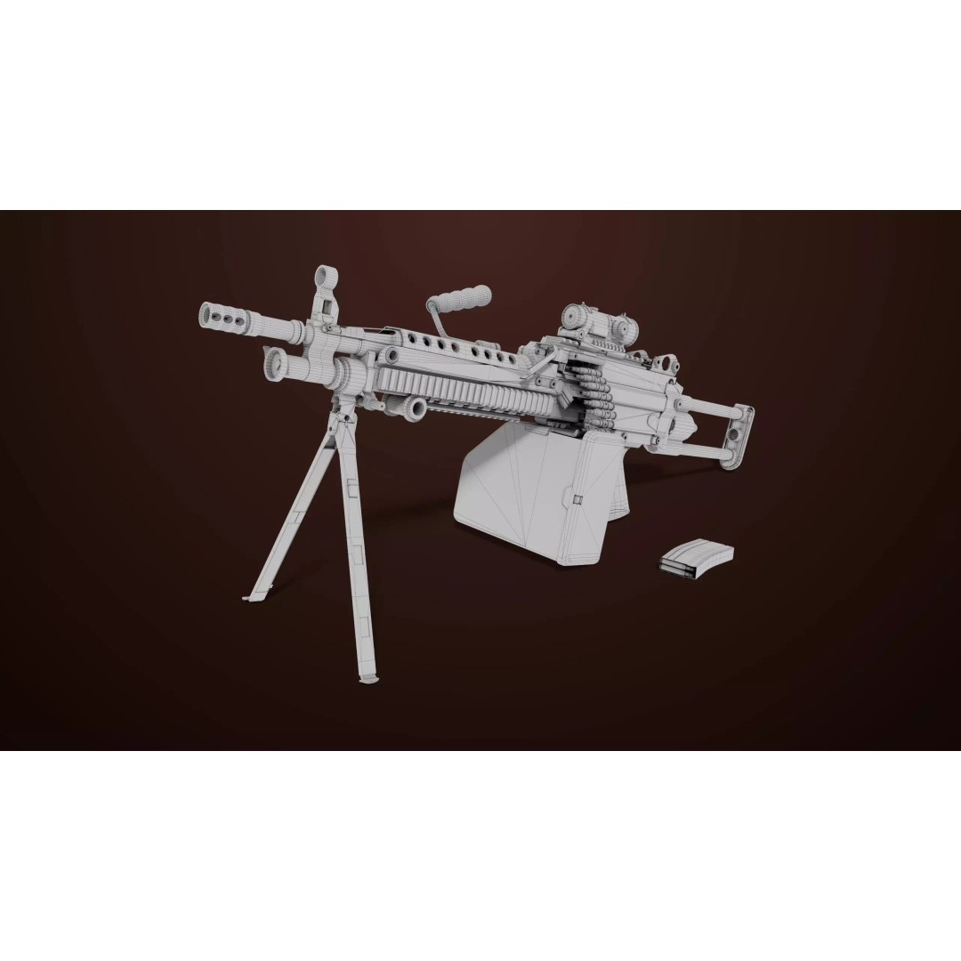 Machine Gun 16 3D Model – Low Poly PBR Game Asset, FBX - View 30