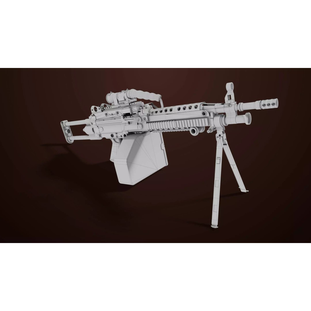 Machine Gun 16 3D Model – Low Poly PBR Game Asset, FBX - View 31