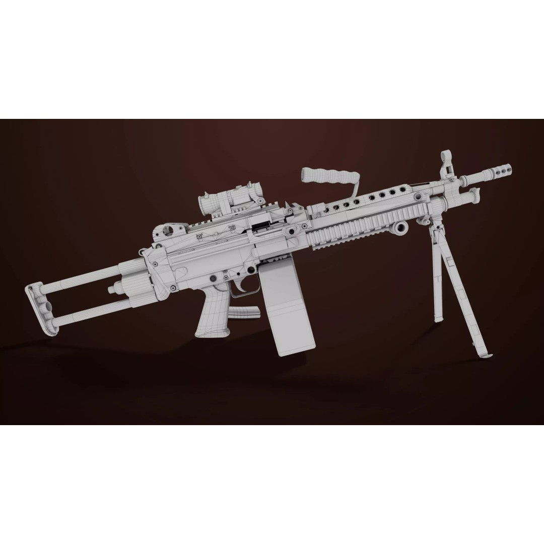 Machine Gun 16 3D Model – Low Poly PBR Game Asset, FBX - View 32
