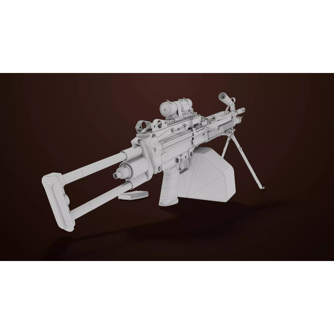 Machine Gun 16 3D Model – Low Poly PBR Game Asset, FBX - View 33