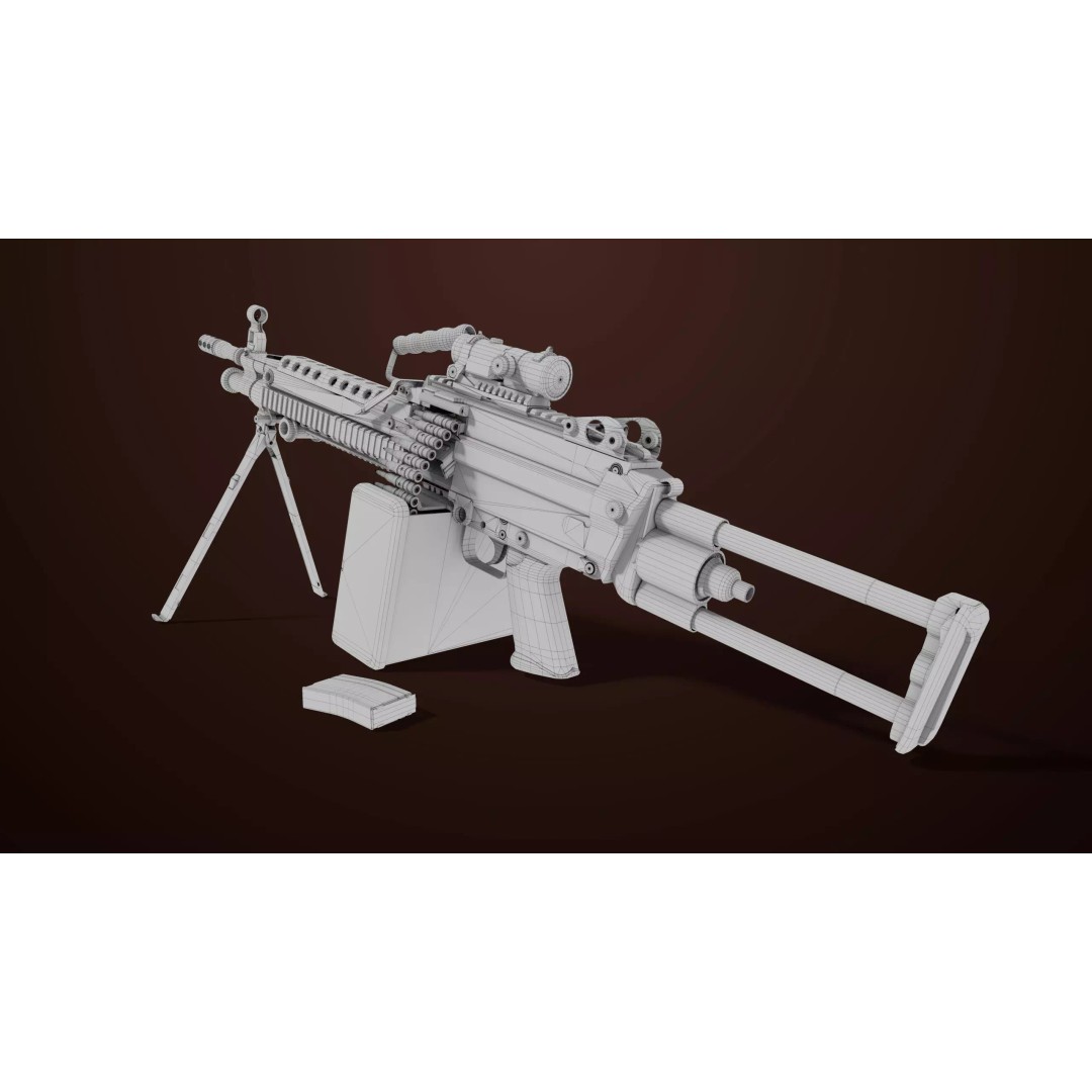 Machine Gun 16 3D Model – Low Poly PBR Game Asset, FBX - View 34