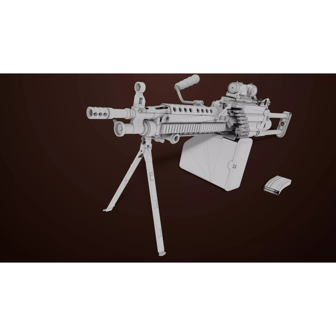 Machine Gun 16 3D Model – Low Poly PBR Game Asset, FBX - View 35