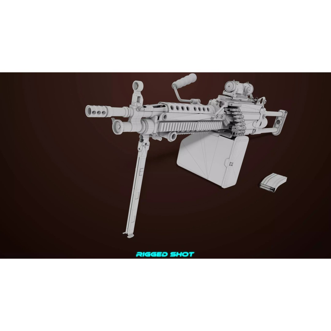 Machine Gun 16 3D Model – Low Poly PBR Game Asset, FBX - View 36