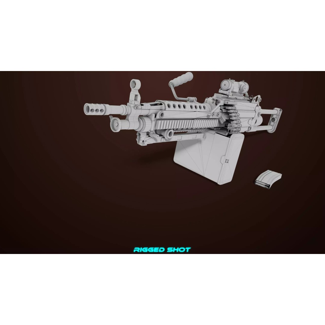 Machine Gun 16 3D Model – Low Poly PBR Game Asset, FBX - View 37