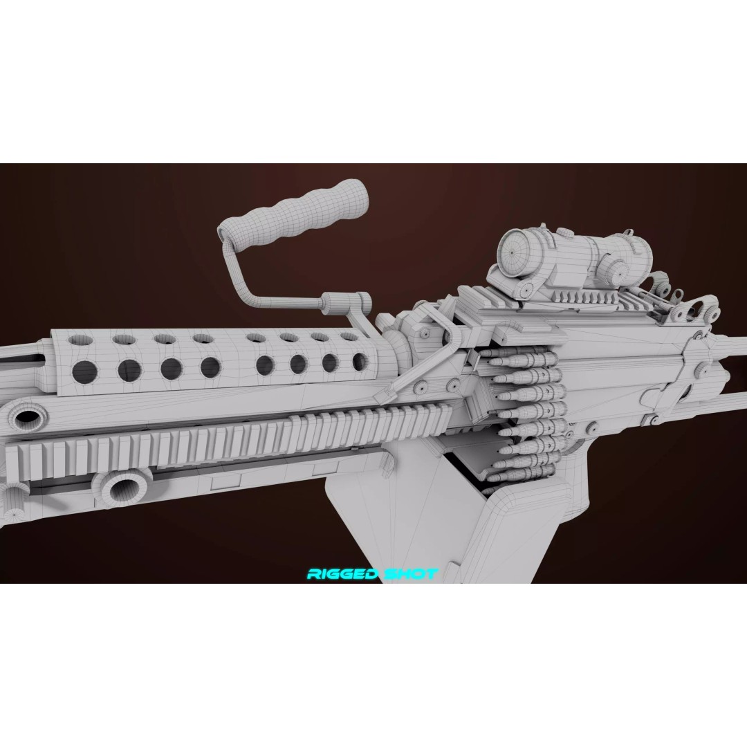 Machine Gun 16 3D Model – Low Poly PBR Game Asset, FBX - View 38
