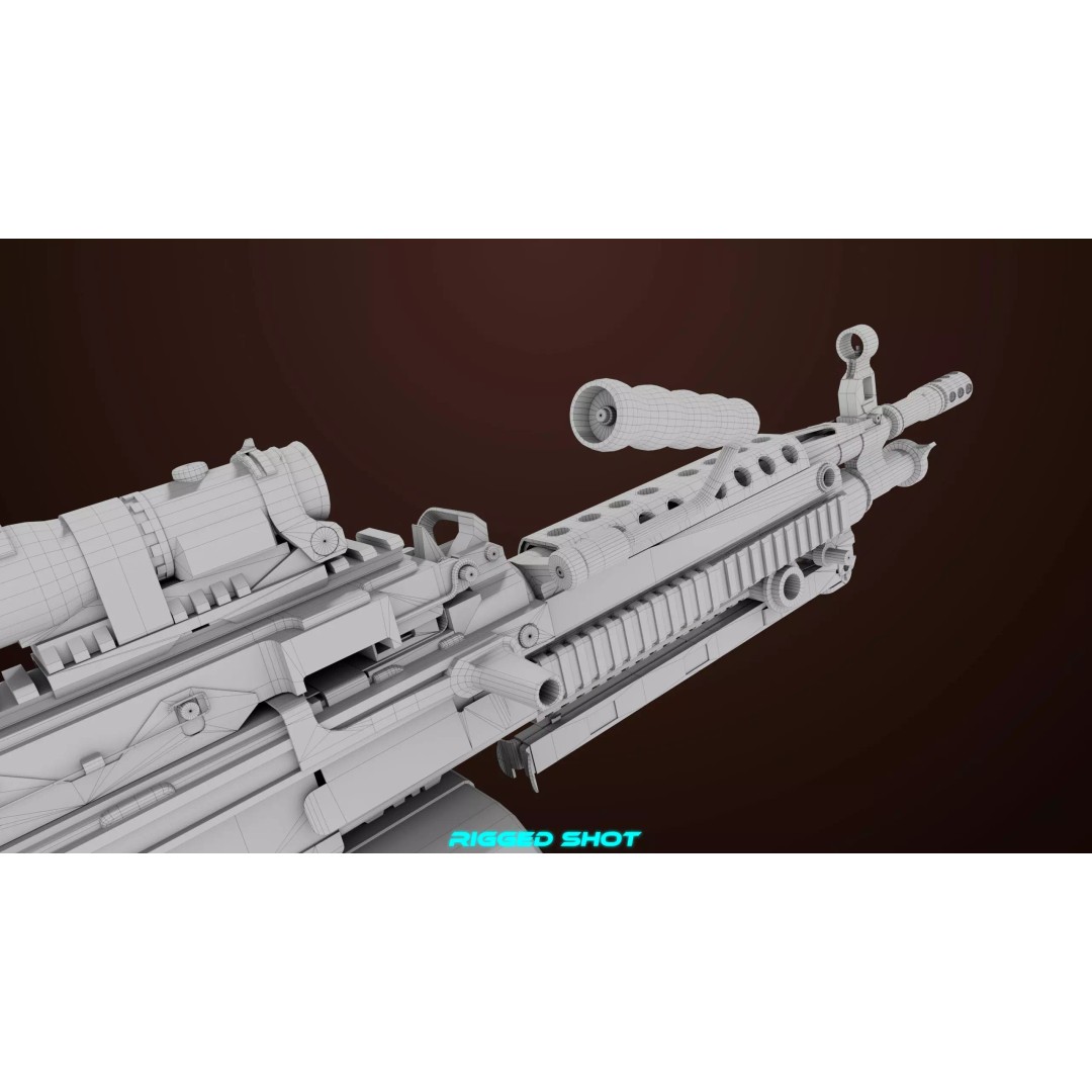 Machine Gun 16 3D Model – Low Poly PBR Game Asset, FBX - View 40