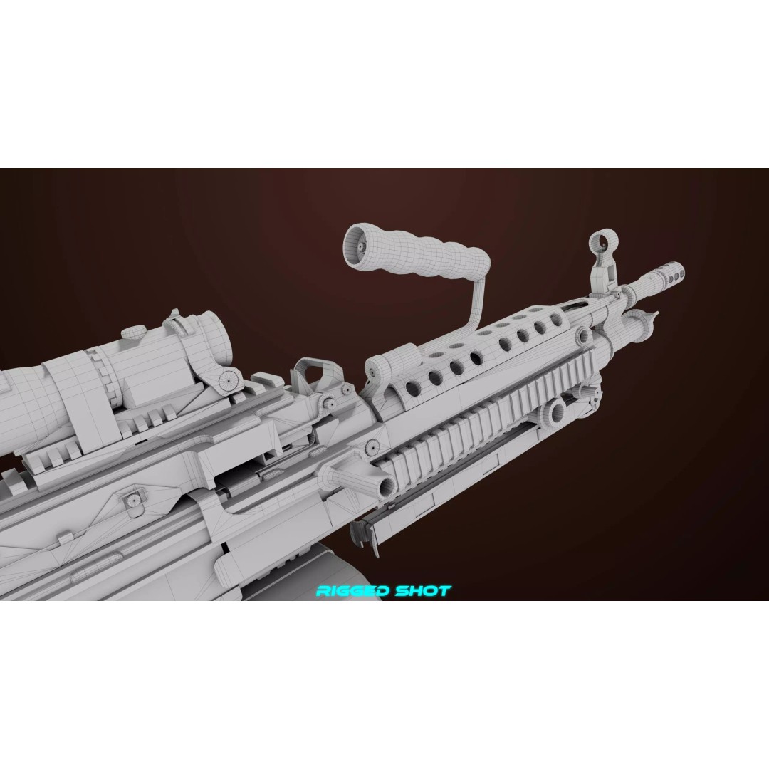Machine Gun 16 3D Model – Low Poly PBR Game Asset, FBX - View 41