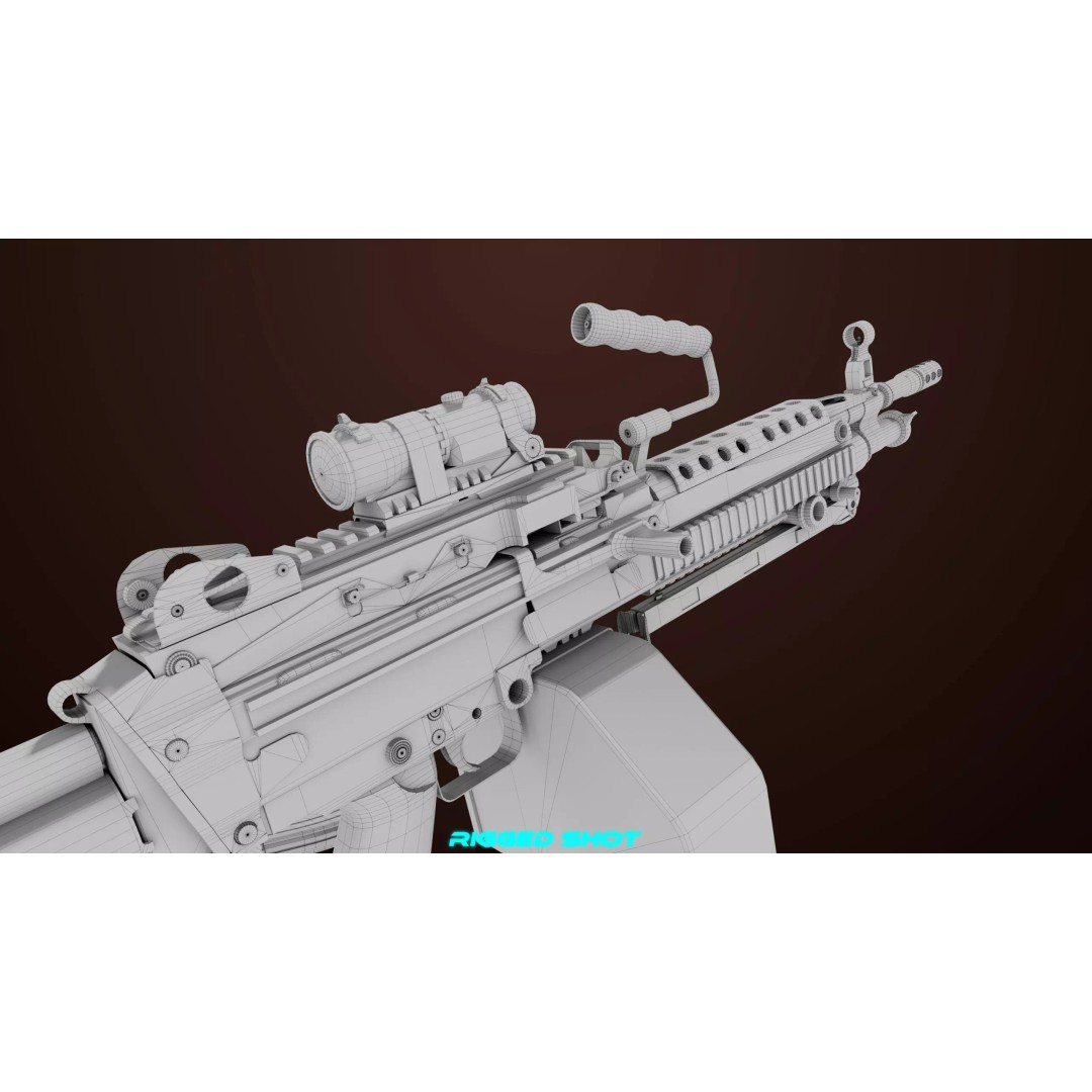 Machine Gun 16 3D Model – Low Poly PBR Game Asset, FBX - View 42