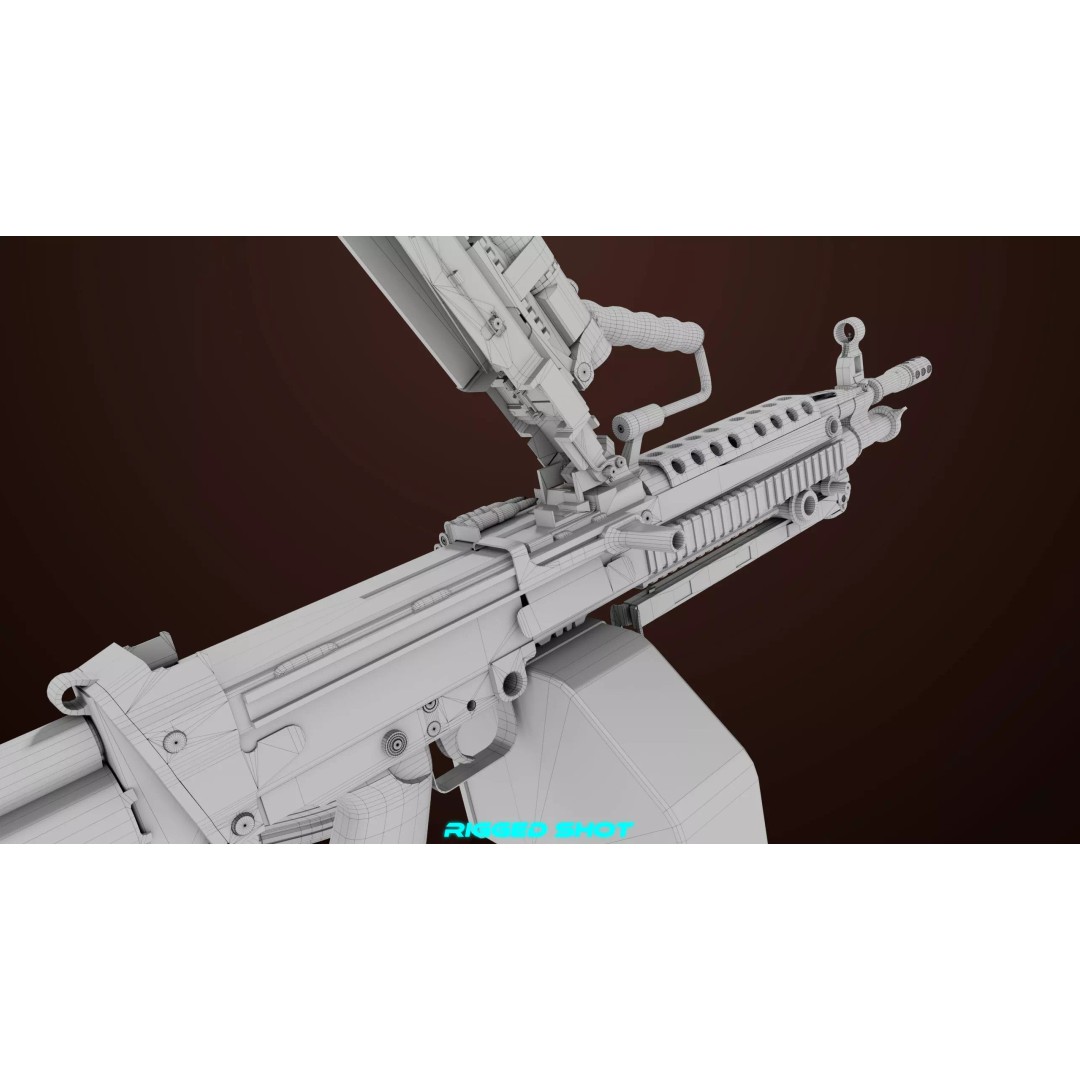 Machine Gun 16 3D Model – Low Poly PBR Game Asset, FBX - View 43