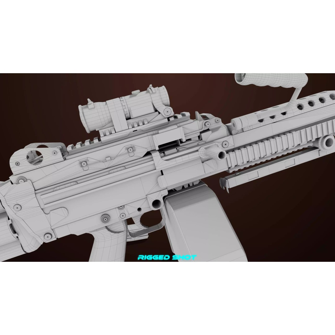 Machine Gun 16 3D Model – Low Poly PBR Game Asset, FBX - View 45
