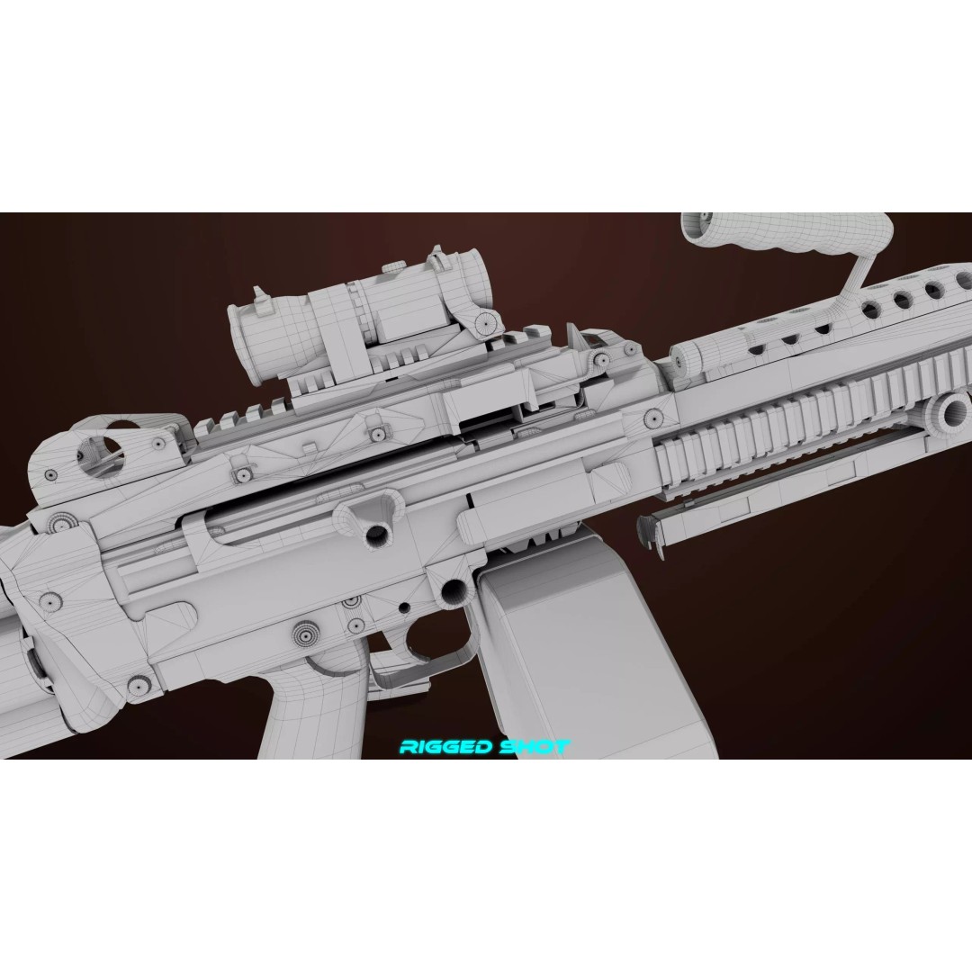 Machine Gun 16 3D Model – Low Poly PBR Game Asset, FBX - View 46