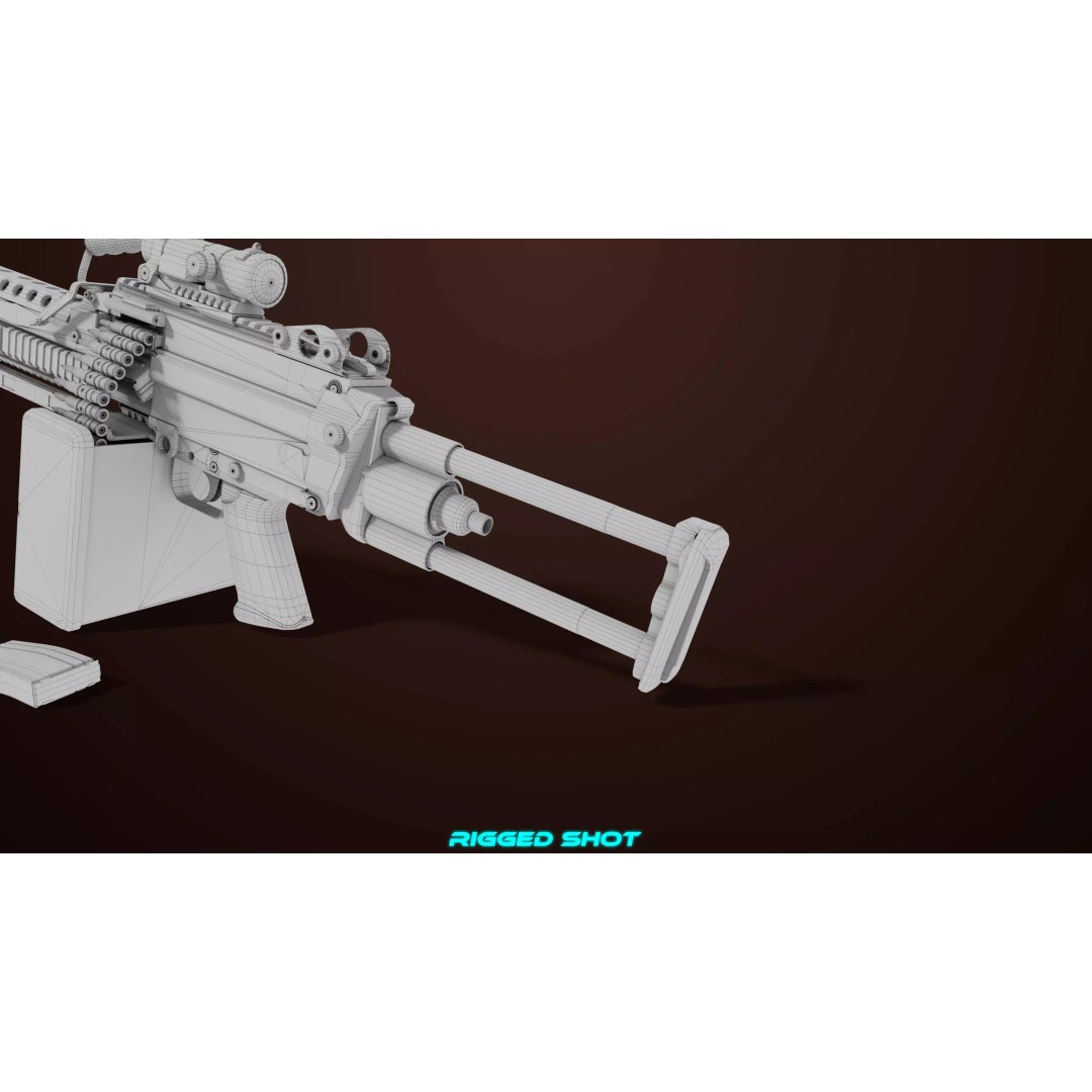 Machine Gun 16 3D Model – Low Poly PBR Game Asset, FBX - View 49