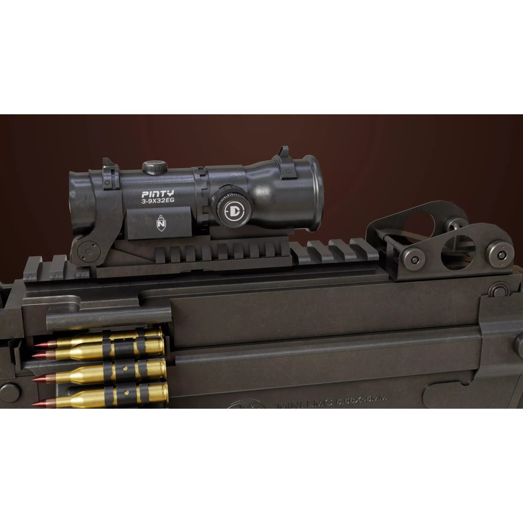 Machine Gun 16 3D Model – Low Poly PBR Game Asset, FBX - View 5