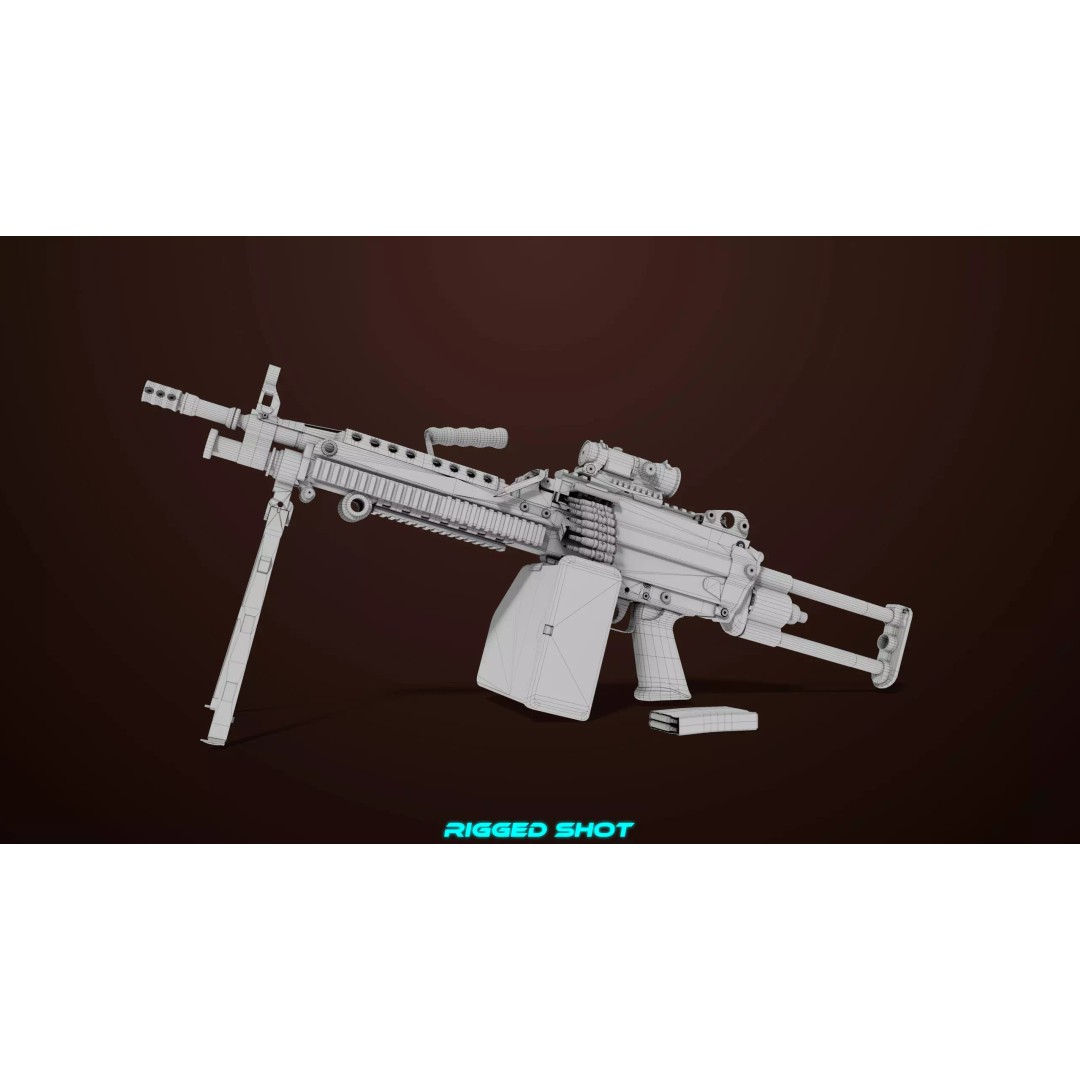Machine Gun 16 3D Model – Low Poly PBR Game Asset, FBX - View 53