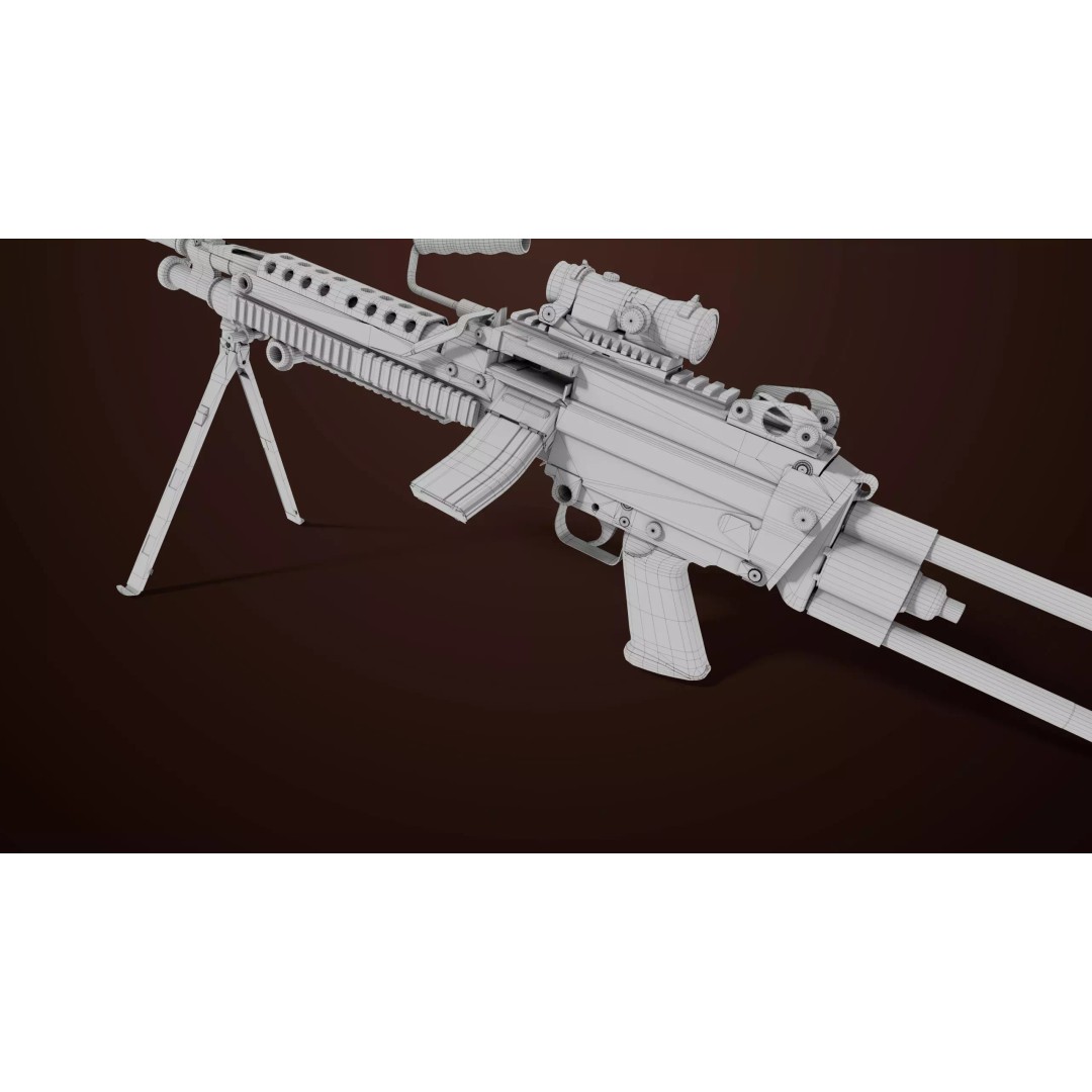 Machine Gun 16 3D Model – Low Poly PBR Game Asset, FBX - View 56