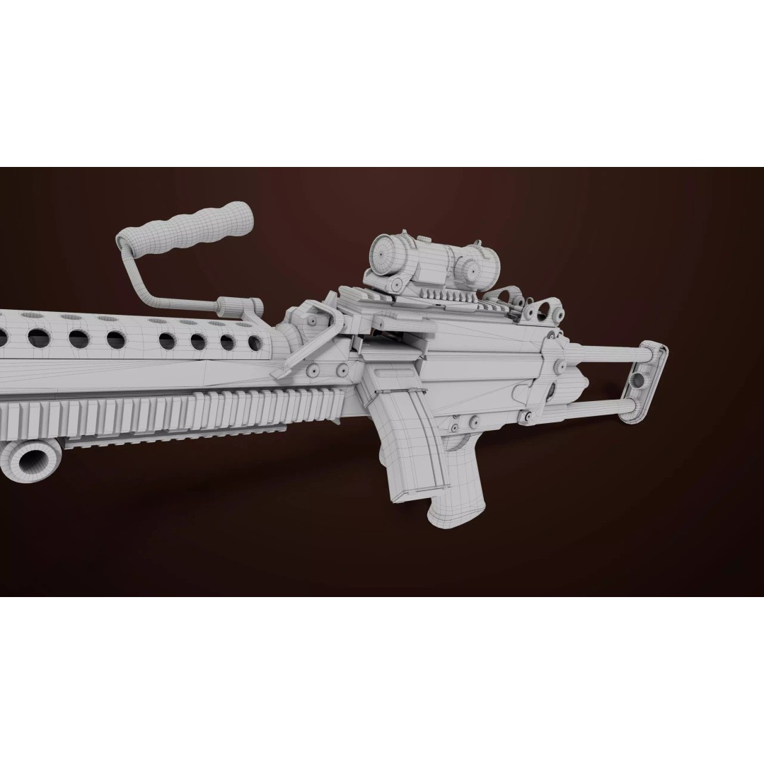 Machine Gun 16 3D Model – Low Poly PBR Game Asset, FBX - View 57