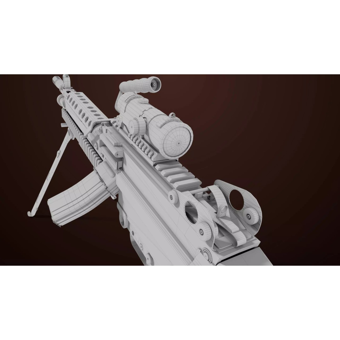 Machine Gun 16 3D Model – Low Poly PBR Game Asset, FBX - View 58