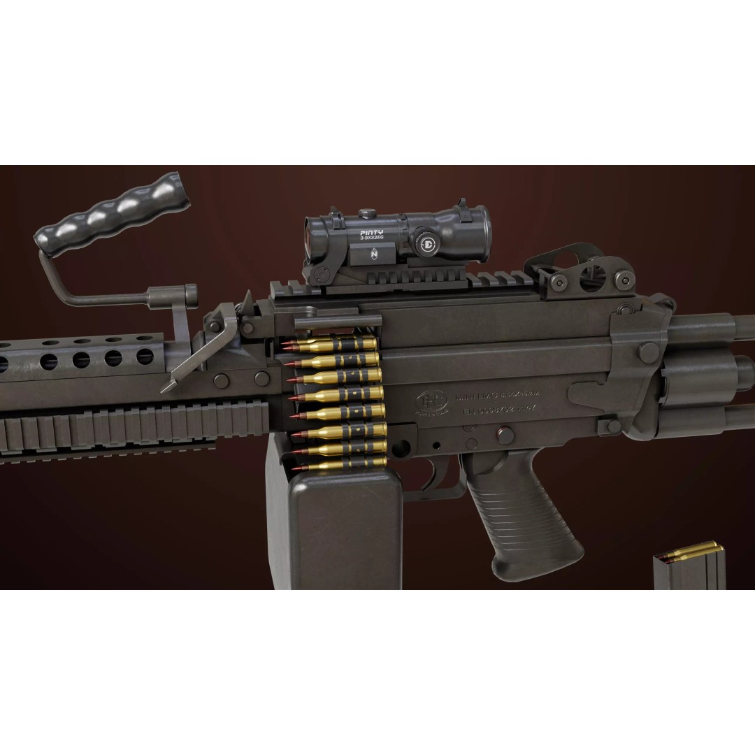 Machine Gun 16 3D Model – Low Poly PBR Game Asset, FBX - View 6
