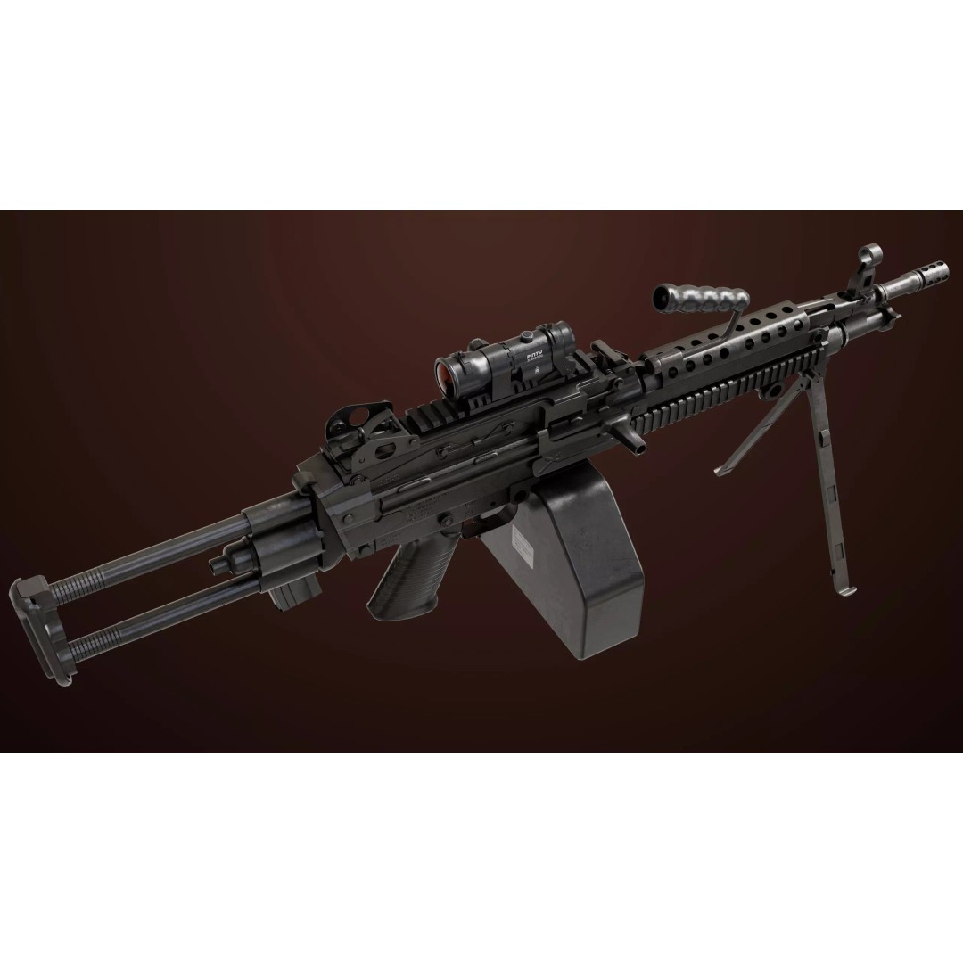 Machine Gun 16 3D Model – Low Poly PBR Game Asset, FBX - View 7