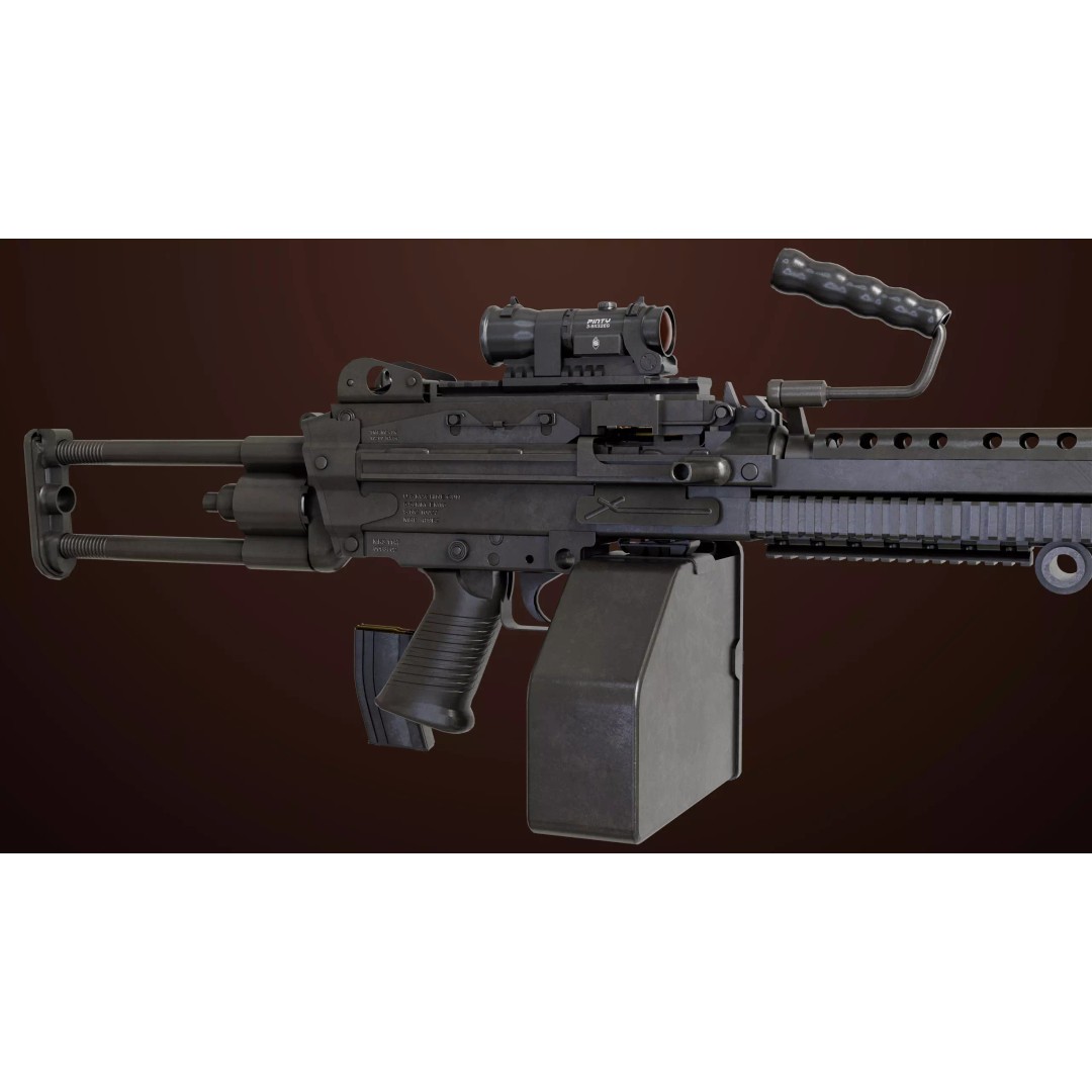 Machine Gun 16 3D Model – Low Poly PBR Game Asset, FBX - View 8